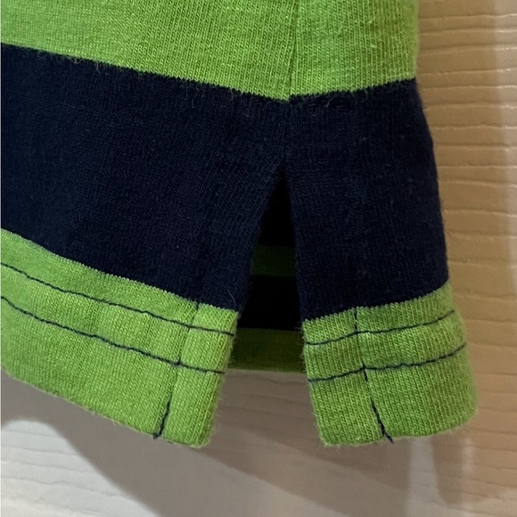 Juicy Couture long tunic top. Green/Navy stripes with white collar. Size M. - Picture 8 of 9